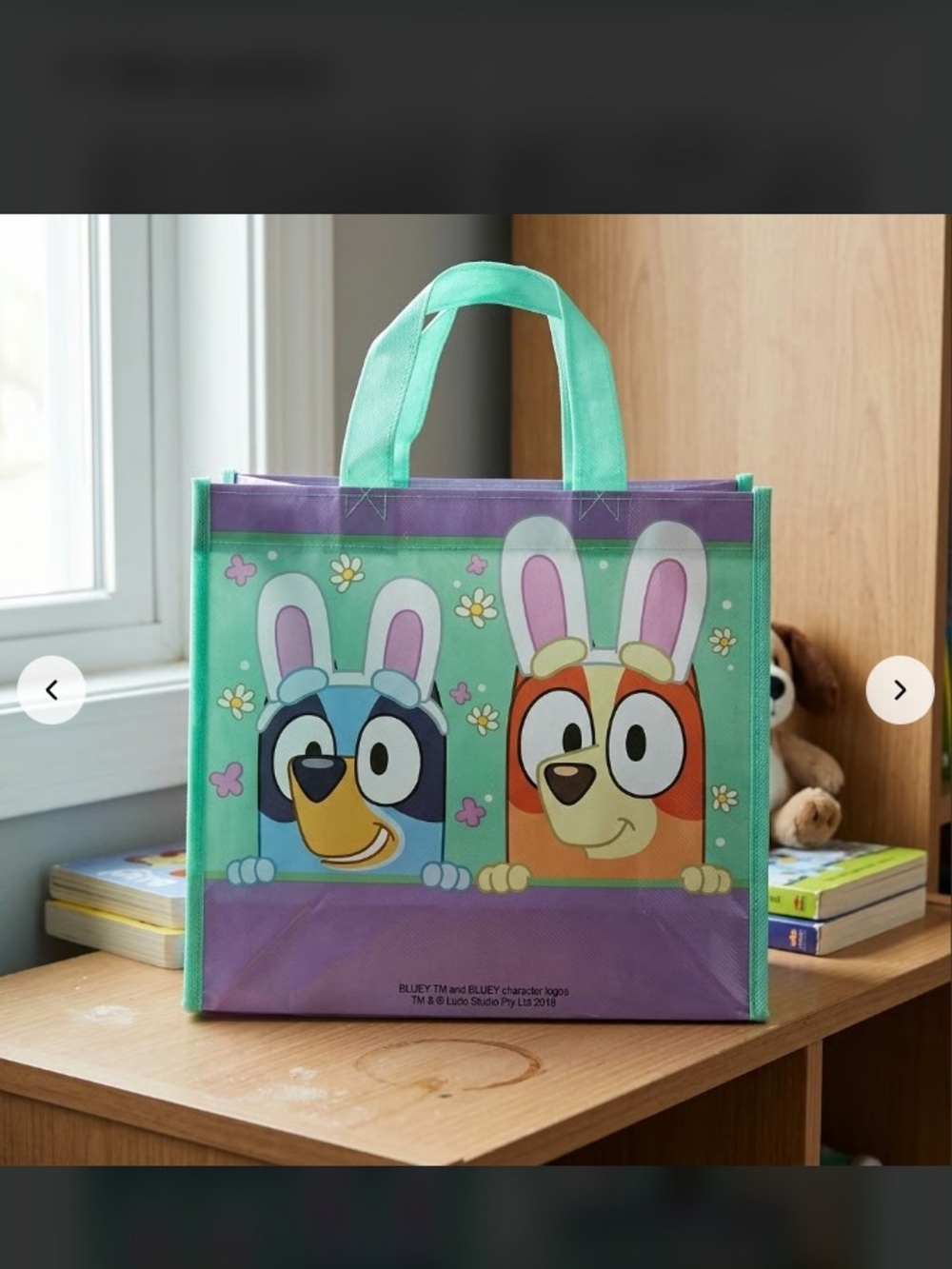 Kids Bluey Shopping Bag Style Purse- Green & Purple